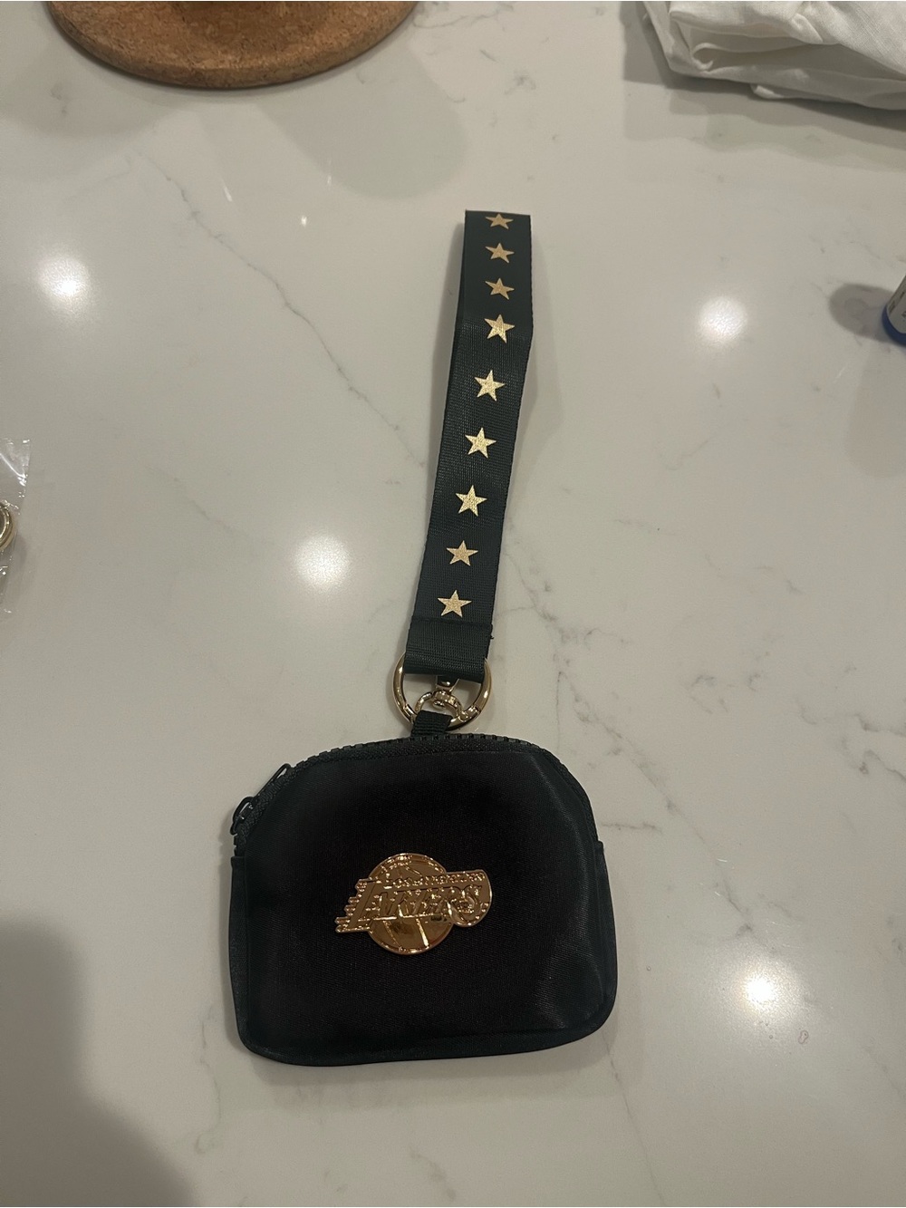 LAKERS: Black Wristlet Pouch with Strap